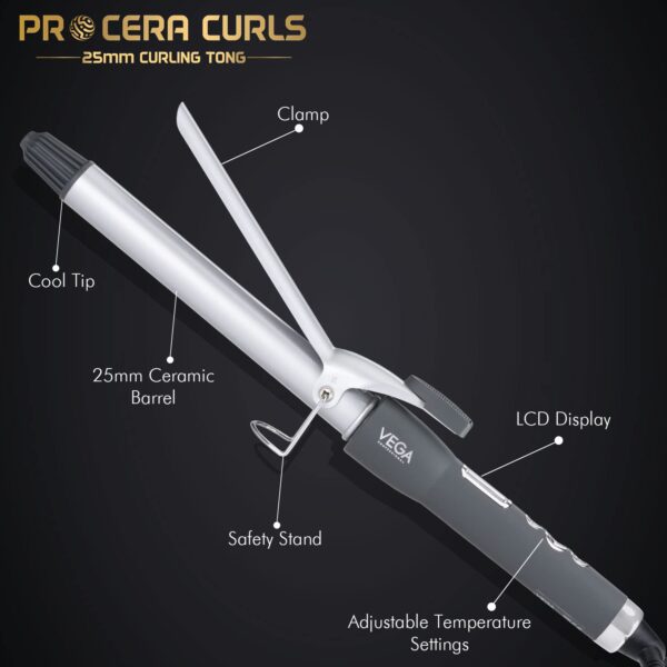 VEGA PROF. PRO CERA CURLS 25MM CURLING TONG VPMCT-04