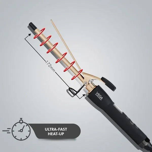 Vega Pro Cera Curls Skinny Wand Hair Curler VPMCT-07