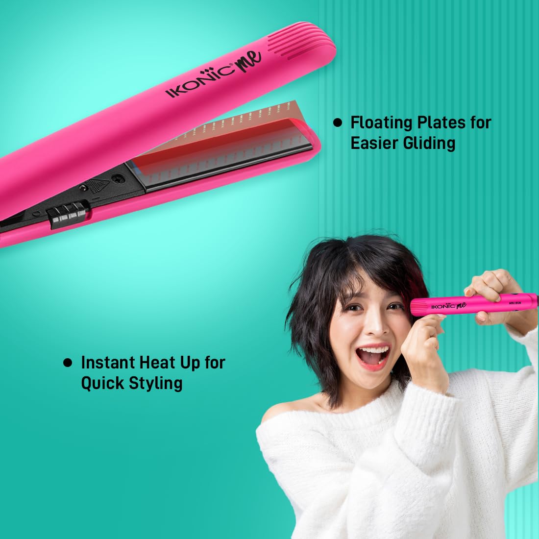 IKONIC MINI HAIR STRAIGHTENER PINK - Image 4