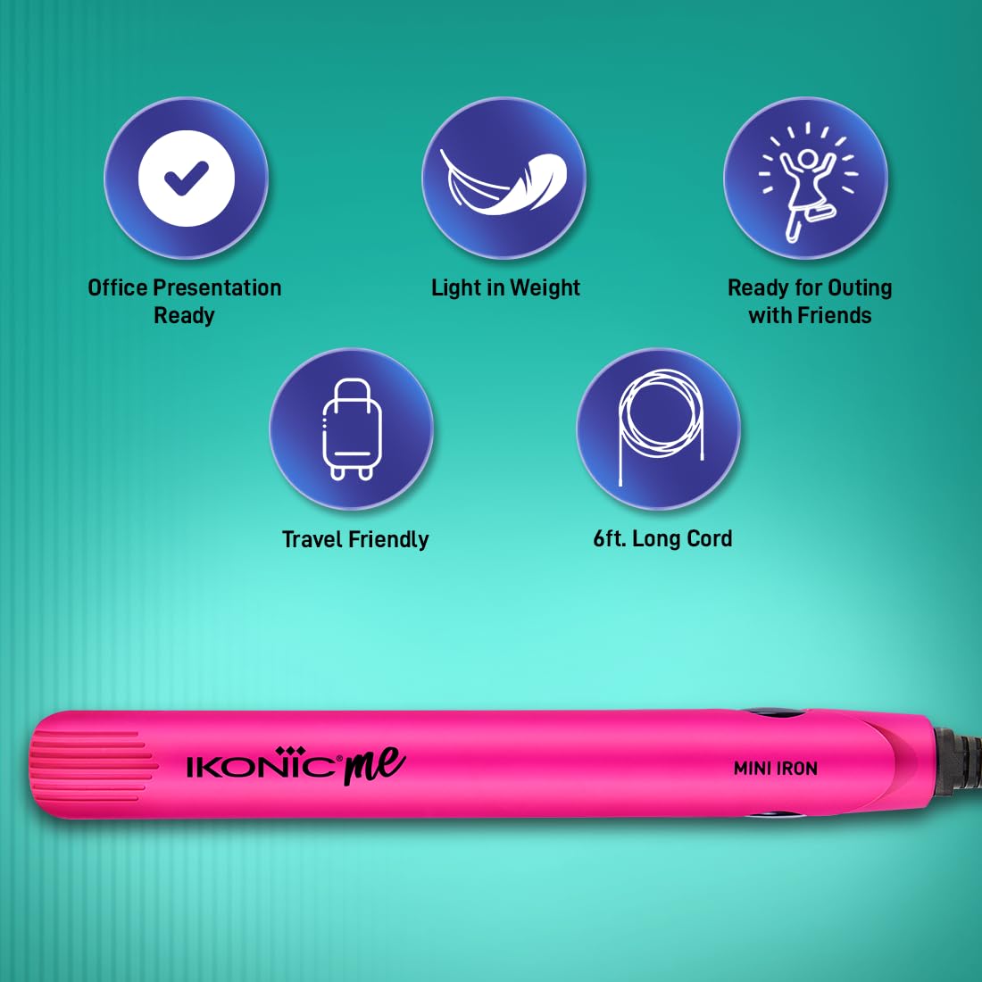 IKONIC MINI HAIR STRAIGHTENER PINK - Image 5