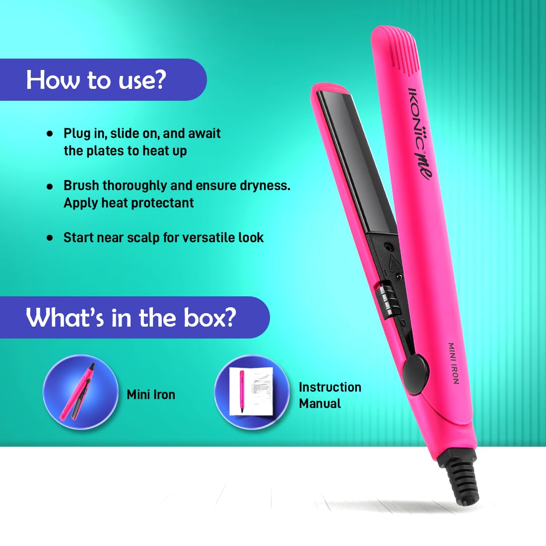 IKONIC MINI HAIR STRAIGHTENER PINK - Image 2